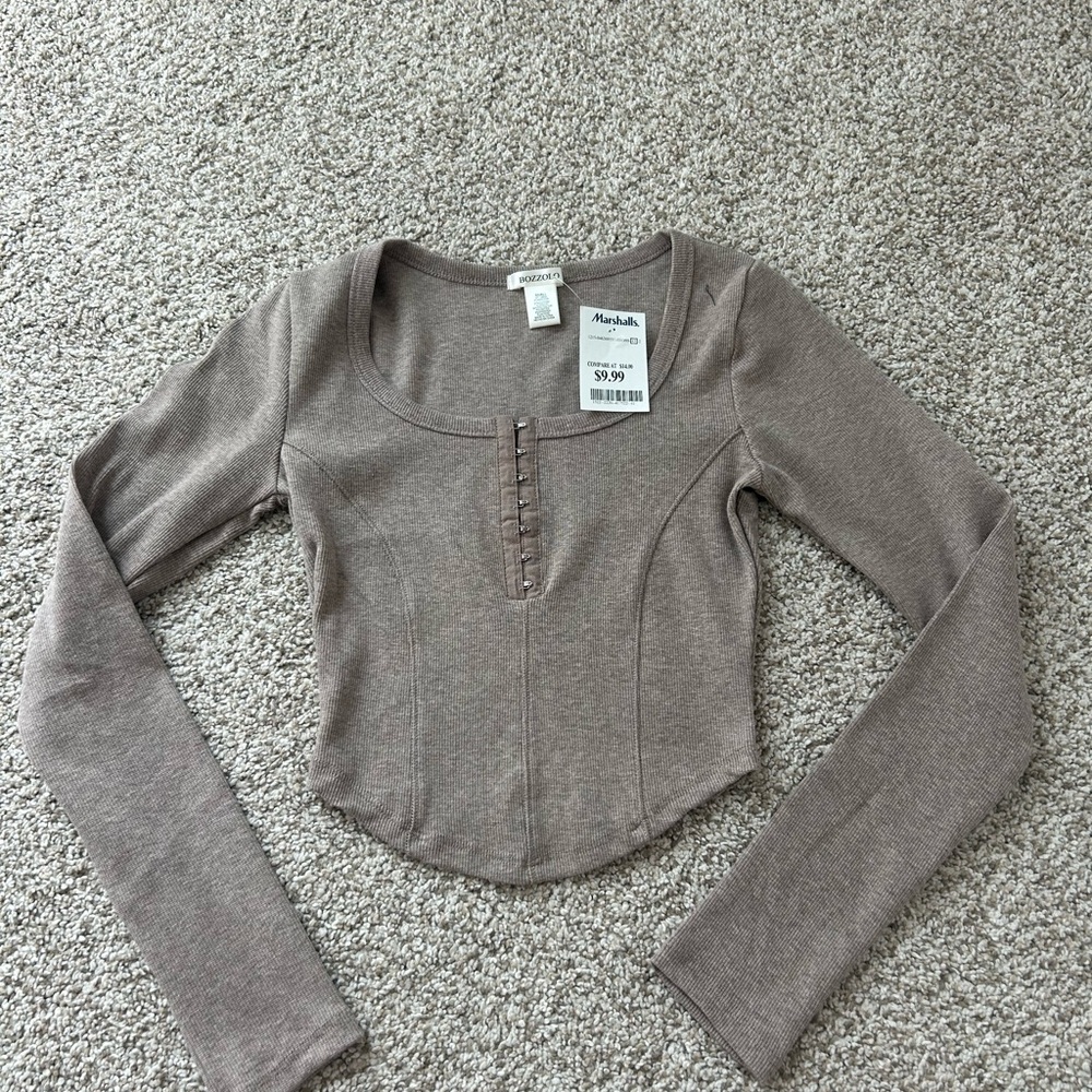 Marshalls Taupe Long Sleeve Crop Top
